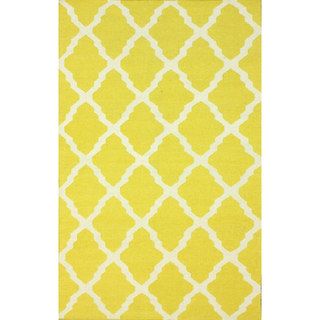 nuLOOM Moroccan Trellis Flatweave Kilim Yellow Wool Rug (7'6 x 9'6) Nuloom 7x9   10x14 Rugs