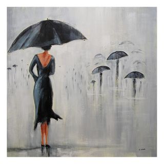 Claude Viau/ Karine 'Parapluie' Hand painted Canvas Art Prints