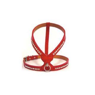 Red Swarovski Crystal Embossed Leather Teacup Ice Dog Harnesses (Small)  Pet Halter Harnesses 
