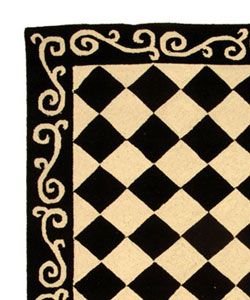Hand hooked Diamond Black/ Ivory Wool Rug (3'9 x 5'9) Safavieh 3x5   4x6 Rugs