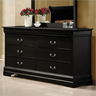 Coaster Louis Philippe 6 Drawer Double Dresser in Black   203963