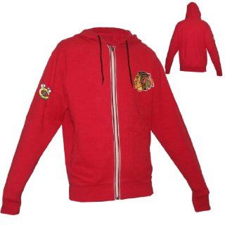 MENS NHL Chicago Blackhawks Athletic Zip Up Hoodie / Sweatshirt Jacket with Embroidered Logo   Red (Size 2XL)  Skiing Jackets  Sports & Outdoors