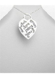 Message Pendant Necklace In 92.5 Sterling Silver Earring Necklace And Ring Sets Jewelry
