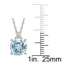 Miadora 10k White Gold Blue Topaz and Diamond Necklace Miadora Gemstone Necklaces