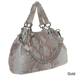 'Alessandria' Snake Embossed Leather Chain Bucket Bag B Collective Hobo Bags