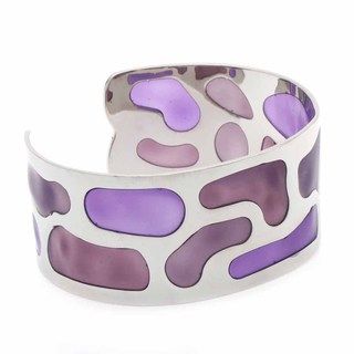 NEXTE Jewelry Silvertone and Purple Mosaic Designed Cuff Bracelet NEXTE Jewelry Fashion Bracelets