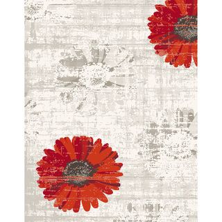 Eternity Daisy Ivory/ Red Rug (2' x 3'11) Accent Rugs