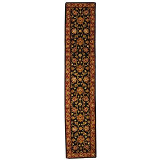 Handmade Heritage Kerman Black/ Peach Wool Runner (2'3 x 10') Safavieh Runner Rugs