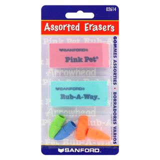 Sanford Pink Pet, Rub A Way, and Pencil Cap Erasers (Pack of 6) Sanford Eraser Refills