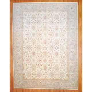 Afghan Hand knotted Vegetable Dye Ivory/ Light Blue Wool Rug (12'1 x 16') Oversized Rugs
