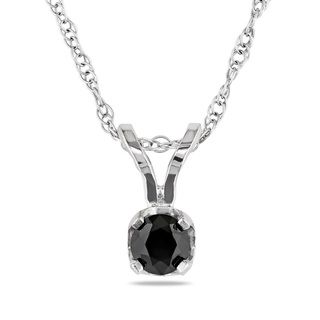 Miadora 10k White Gold 1/4ct TDW Black Diamond Solitaire Necklace Miadora Diamond Necklaces