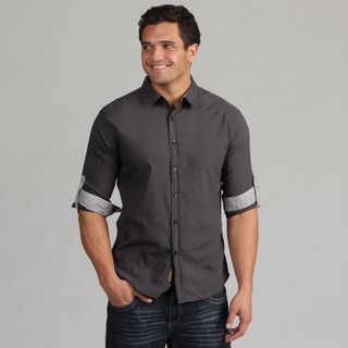 191 Unlimited Men's Black Contrast Camper Sleeve Shirt 191 Unlimited Casual Shirts
