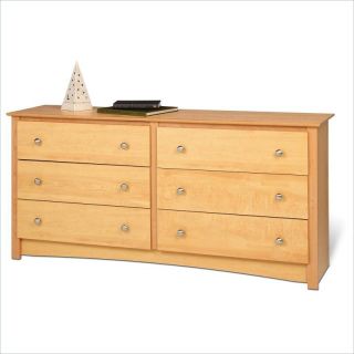 Prepac Sonoma Maple 6 Drawer Double Dresser in Maple   MDC 6330 K