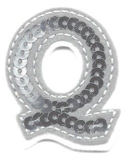 Letters   Silver Sequin 2" Letter "Q"   Iron On Embroidered Applique 