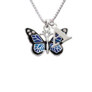 Large Blue Butterfly with 6 AB Crystals Initial B Charm Necklace Delight Jewelry Jewelry