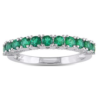 Miadora Sterling Silver Created Emerald Eternity Ring Miadora Gemstone Rings