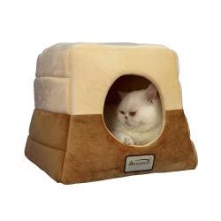 Armarkat Brown and beige 100 percent Polyester Velvet Cat Bed Armarkat Cat Beds