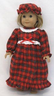 Plaid Nightgown with Matching Cap. Fits 18" Dolls like American Girl Toys & Games