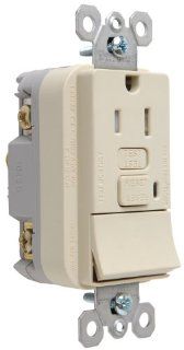 Pass & Seymour 1595SWTTRICC4 Combination Tamper Resistant Single Pole 15 AMP Switch/GFCI Receptacle, Ivory.   Ground Fault Circuit Interrupter Outlets  