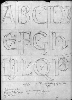 Photo Sheet of drawings for Frederic Goudy's Friar type, alphabet letters   Prints