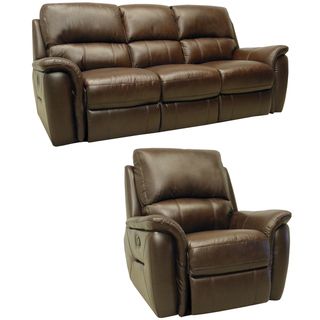 Porter Brown Italian Leather Reclining Sofa and Glider/Recliner Chair Sofas & Loveseats