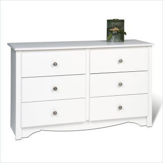 Prepac Monterey White Condo Sized 6 Drawer Double Dresser   WDC 4829