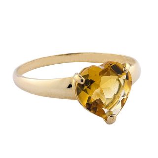 10k Yellow Gold Heart cut Citrine Solitaire Ring Gemstone Rings