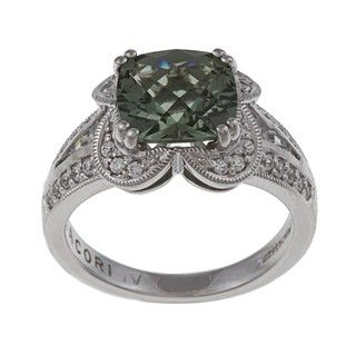 Tacori IV Sterling Silver Green Cubic Zirconia Ring Tacori Designer Rings