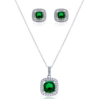 Blue Box Jewels Emerald Necklace and Earring Set Blue Box Jewels Jewelry Sets