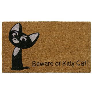 'Beware of Kitty Cat' Coir Door Mat Rubber Cal Door Mats