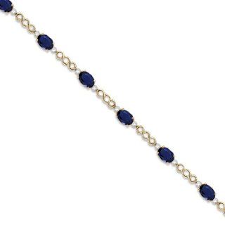 Diamond and Blue Sapphire Bracelet 14k Yellow Gold (5.02ct) Link Bracelets Jewelry