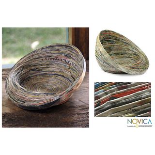 Recycled Paper 'Waves' Centerpiece (Guatemala) Novica Accent Pieces