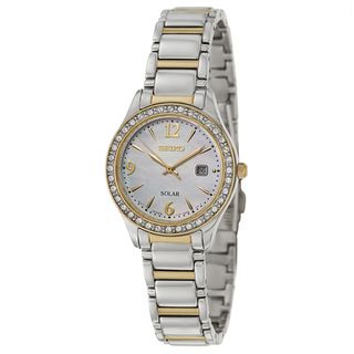 Seiko Women's SUT126 'Solar' Swarovski Crystal Gold plated Watch Seiko Women's Seiko Watches