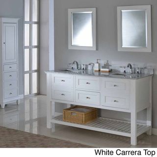 Pearl White 60 inch Mission Spa Double Vanity Sink Cabinet Direct Vanity Sink Bathroom Vanities