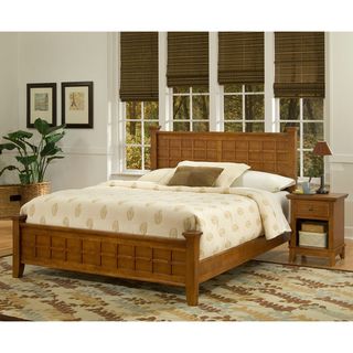 Arts & Crafts Oak Queen Bed and Night Stand Cottage Bedroom Sets