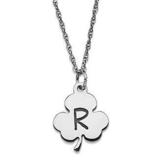 Sterling Silver Engraved Initial Clover Necklace Sterling Silver Necklaces