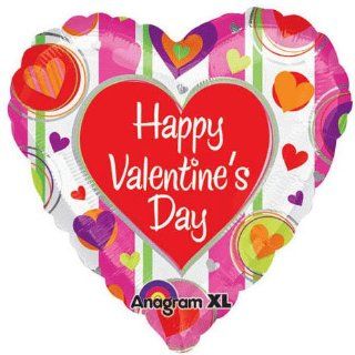 Happy Valentine's Day 32" Colorful Hearts and Stripes Mylar Balloon Toys & Games