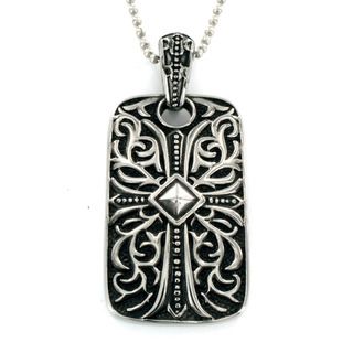 Stainless Steel Medieval Style Dog Tag Cross Necklace West Coast Jewelry Men's Necklaces
