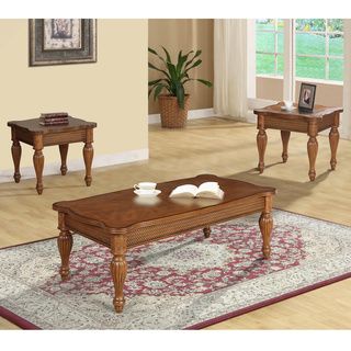 Transitional Brown 3 piece Coffee Table Set Coffee, Sofa & End Tables