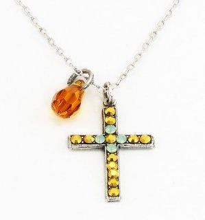 Mariana Jewelry Gold Coast Collection Antique Silver Crystal Cross Pendant Mariana Jewelry
