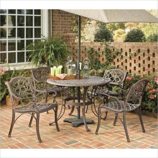 Home Styles Biscayne 5PC 42" Round Outdoor Dining Set in Bronze Rust   5555 308