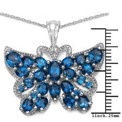 Malaika Sterling Silver 5 7/8ct TGW Blue Topaz Butterfly Necklace Malaika Gemstone Necklaces