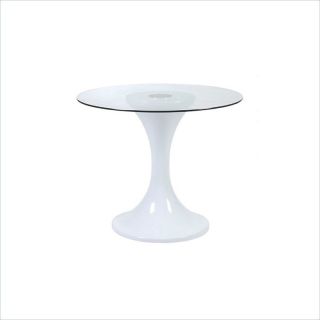 Eurostyle Jerry White Fibreglass Dining Table with 32 Inch Glass Top   04144A 04140G KIT