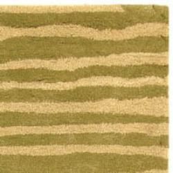 Handmade Stripes Green New Zealand Wool Rug (3'6 x 5'6') Safavieh 3x5   4x6 Rugs