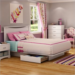 South Shore Maddox Full / Queen Platform Storage Bed Set in Pure White Finish   3160217 270 PKG