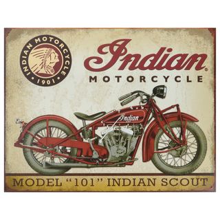 Vintage Metal Art 'Indian Scout Motorcycle' Decorative Tin Sign Other Collectibles
