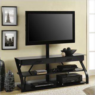 Altra Furniture Metal and Glass TV Stand with Mount in Black Finish   1708096