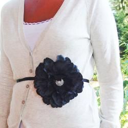 CarolineAlexander Ruffled Black Peony Flower Belt or Brooch Brooches & Pins