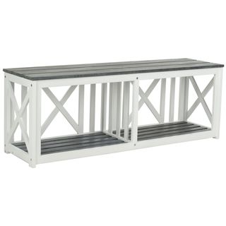 Safavieh Branco White/ Grey Outdoor Bench Safavieh Outdoor Benches