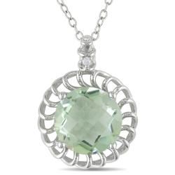 Miadora 10k White Gold Green Amethyst and Diamond Accent Necklace (H I, I2 I3) Miadora Gemstone Necklaces
